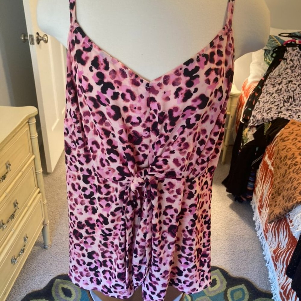 Torrid Pink Leopard Tie Front Tunic Cami Sz 0